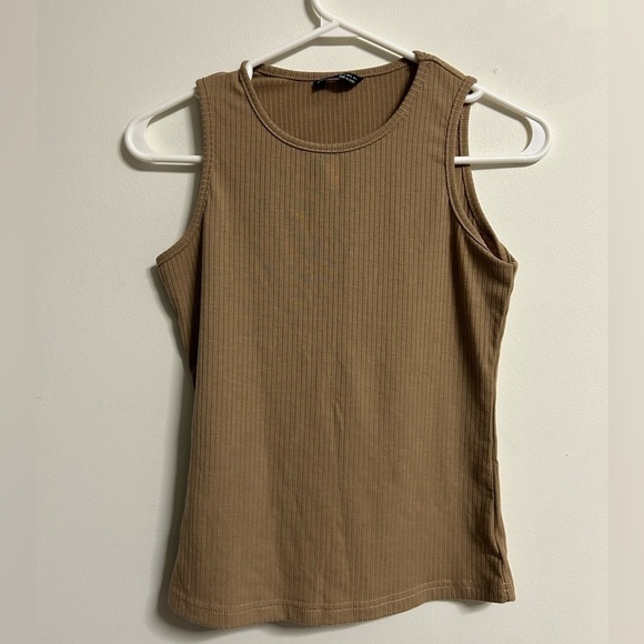 Shein  Tan Ribbed Tank Top - Picture 1 of 2